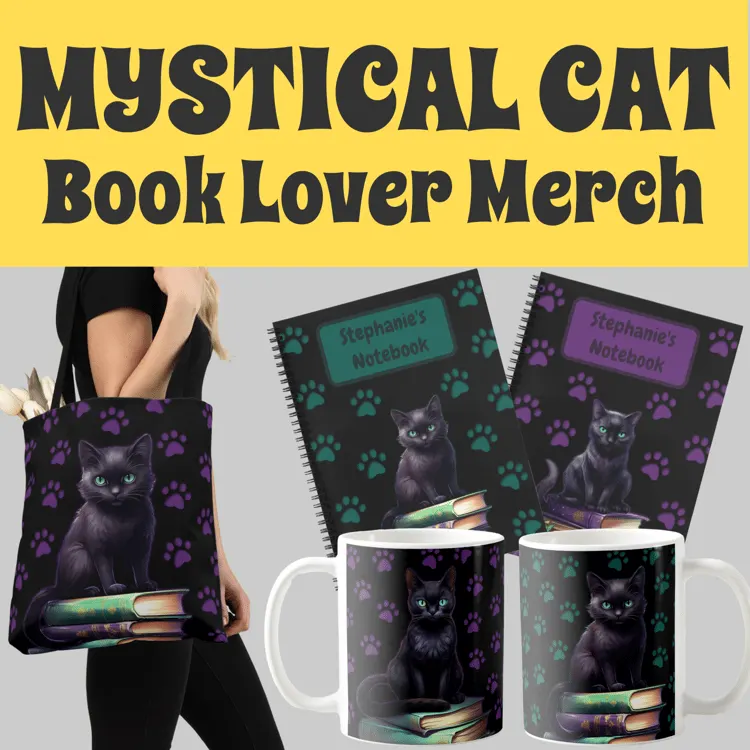 Products for Book Lovers featuring Mystical Cats #blackcats #mystical #booklover #bibliophile #bookaholic