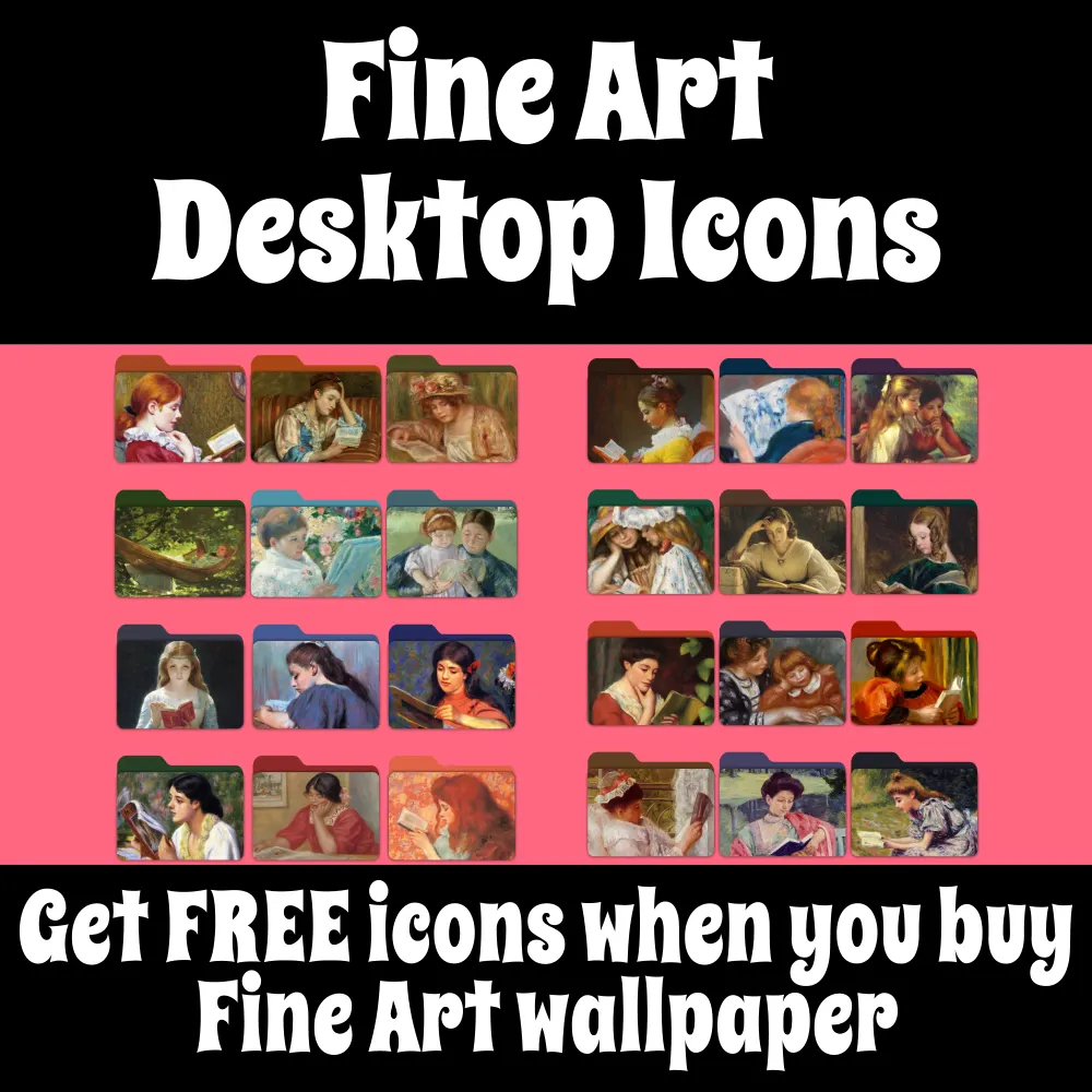 Free Desktop Icons for Book Lovers #booklover #bibliophile #bookaholic #bookaddict #freeicons #fineart